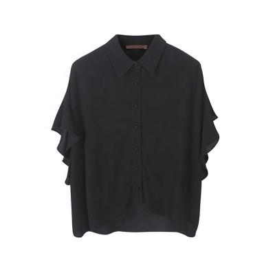 China Breathable Sexy V-neck Polyester Sashes Chiffon Blouse Women Solid Chiffon Female Chiffon for sale