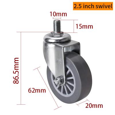 China 62 mm 2,5 Zoll Mini-Rollräder 35 kg Gewinde TPU-Rollräder zu verkaufen