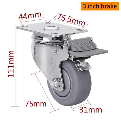 China TPE Industrial Metal Casters 3 Inch 75mm Caster Wheels 5723P-57 for sale