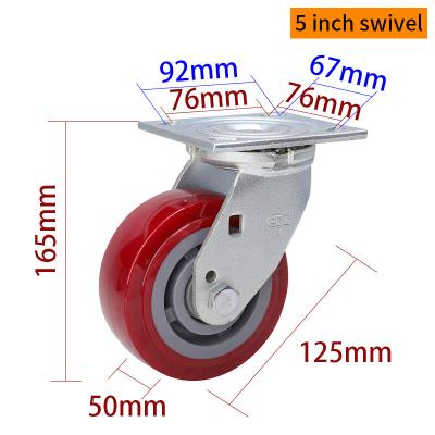 China Red 5 Inch Heavy Duty Swivel Casters 125mm Caster Wheels 735-86 for sale