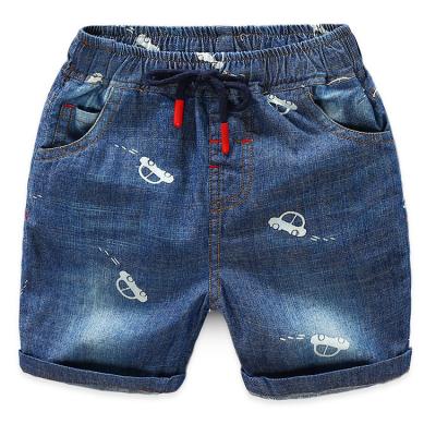 China Summer new anti-static children's pants casual cartoon car printed cotton children boys denim shorts for sale