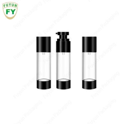 Chine pum privé d'air givré noir blanc de lotion en plastique cosmétique de jet d'espace libre vide de luxe fait sur commande de crème de 15ml 30ml 50ml à vendre