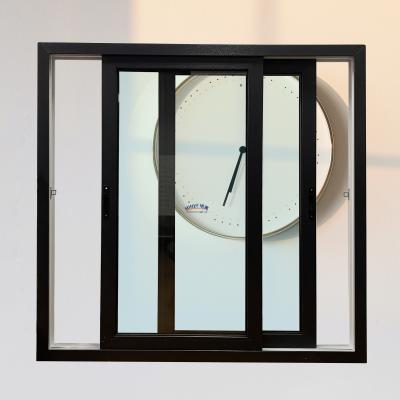 China Double Glazing PVC Sliding Windows Modern Black Upvc Sliding Window Lock for sale
