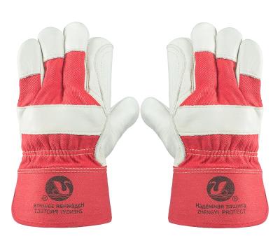 China Fire Proof Red Cow Grain Leather Working Gloves Cut Double Palm Heavy Duty Safety Protection Garden Work Glove for sale
