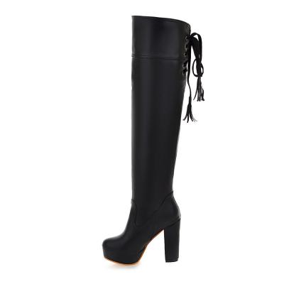 China Deodorization Autumn and winter over the knee boots beautiful curves classic fashion super all-in-one thick heel boots elegant atmosphere for sale