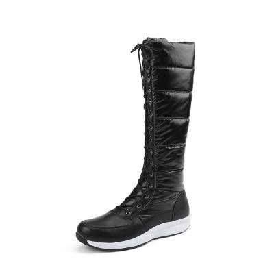 China Deodorization New women's mid-calf Snow boots warm and comfortable leather lace-up waterproof cotton shoes thickened boots for sale