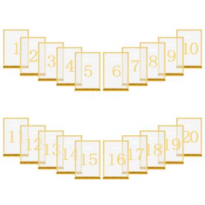 China Acrylic Number Available Stock Custom Laser Cut Gold Framed Acrylic Table Numbers With Stand Wedding Event Centerpieces Table Decoration for sale