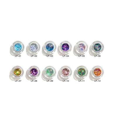 China Easy Apply Bling Nail Glitter Super Bright Laser Instant Green Chameleon Aurora Powder Sea Salt Nail Glitter 12 Mixed Color for sale