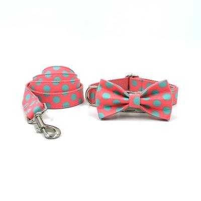 China Personalized Double Pet Collar Color Cloth Dog Collars And Leash Pet Products Dog Printing Leash And Collar for sale