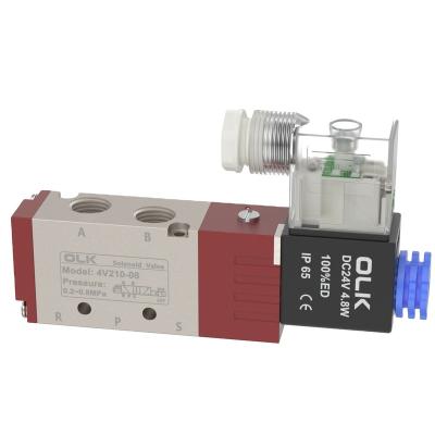 China Dust proof OLK NEW dust proof red 5/3 Solenoid Valve Multiple voltage options, AC 220V and DC 4V210-08 for sale
