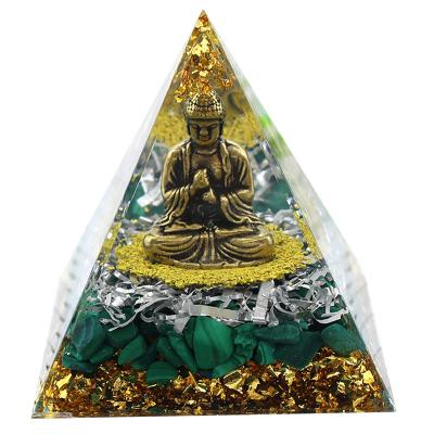 China Europe Wholesale Buddha Malachite Orgone Pyramids Reiki Chakra Energy Orgonite Pyramid Crystal Gifts for sale