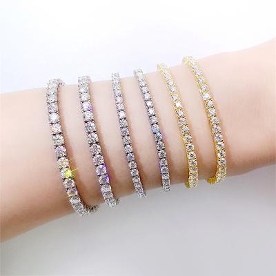 China Fashion jewelry 925 punk fashion jewelry 925 sterling silver vvs gra band round cut bracelet 3mm moissanite tennis chain for sale