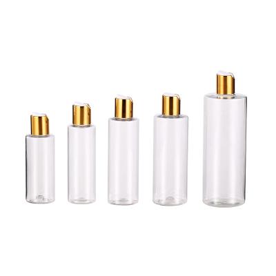 China Hot Sale Amber Round Cylinder PET Cosmetic Packaging Plastic Bottle Products 60ml 100ml 150ml 200ml 250ml for sale