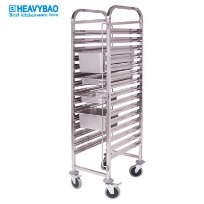 China Heavybao Hotel Trolley Heavybao Bakery Equipment Hotel Restaurant Service Mobile Food Cart Stainless Steel GN Pan Tray Trolley for sale