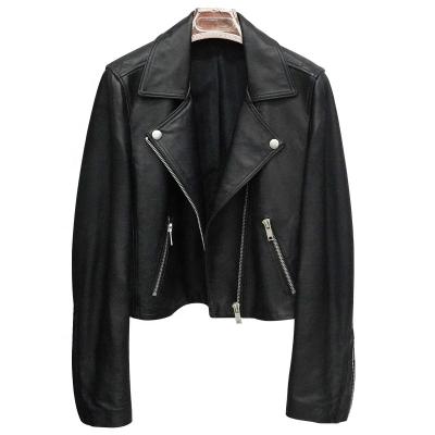 China Breathable latest design luxury ladies manufacturers wholesale natural real leather jacket for sale
