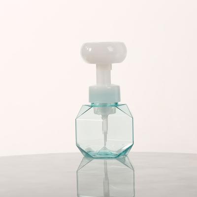 China 10oz 300ml PETG Cosmetic Luxury Empty Flower Shape Washing Facial Foaming Foam Soap Pump Bottle for sale