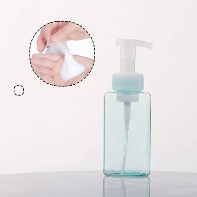 China High Quality Shampoo Cosmetic Plastic Pet Bottles Square Bottle Foam Liquid Soap Wash Square Face for sale