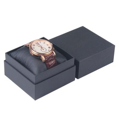 China Custom Black Square Simple Classic World Cover Watch Jewelry Packaging Paper Box With Black PU Pillow for sale