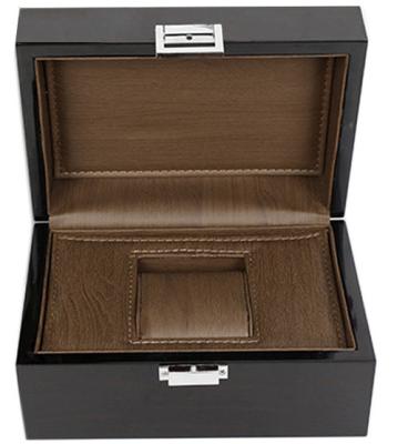 China Lxuxury Factory Wholesale In Stock High End Custom Paint PU Leather Wooden Watch Jewelry Packaging Box With Lock Hook for sale