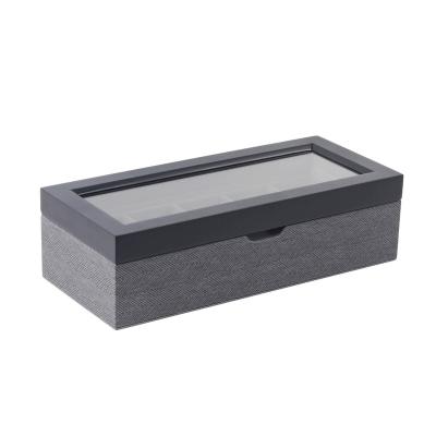 China Luxury Two Tone Solid Wood Watch Storage Display Box Watch Box With Glass Display Case Top Case Display Box Storage Watch Box Showcase for sale