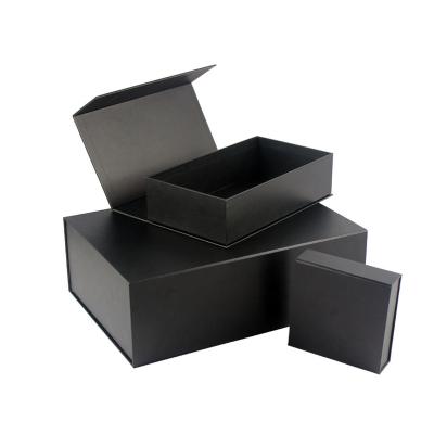 China 2022 Hot Sale Handmade Custom Logo Black Magnetic Box Paper Cardboard Packaging Box Paper Gift Box for sale