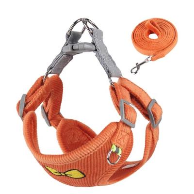 China Reflective Pet Harnesses Leashes set Cotton fabric print reflective safety Breathable Comfortable dog Harnesses Leashes for sale