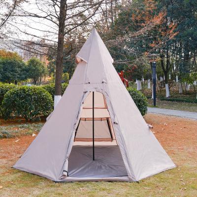 China Trigone/V-type ground big outdoor nail 4-5 person family pyramid tent indian waterproof outdoor teepee tents glamping camping for sale