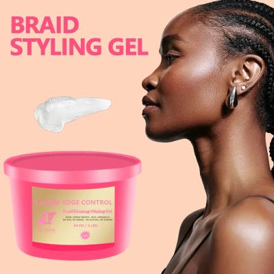 China 64oz Gel de Hair Styling Wax Strong Hold Braid Edge Control Grande tamanho Gel de condicionamento para texturizar cabelo à venda