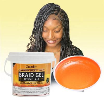 China Para tranças Torcer Locs borda lisa 56oz Gel de tranças Extremo Segurança Alta Controle de borda brilhante Sem resíduo branco Gel de cabelo de tranças à venda