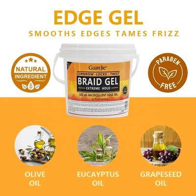 China Gel de cabelo natural orgânico para tranças Gel de controle de bordas forte sustentável Vegano Herbal Ingredientes flexíveis não descamação Loc Twist Gel para à venda