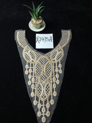 China Beaded Embroidered Lace Collar Viable Lace Fabric Embroidery Wedding Yuanshengfa Lace Collar RJ475A for sale