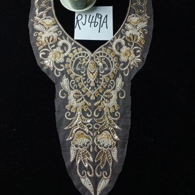 China Yuanshengfa wedding embroidery fabric workable collar beaded lace collar embroidered lace RJ469A for sale