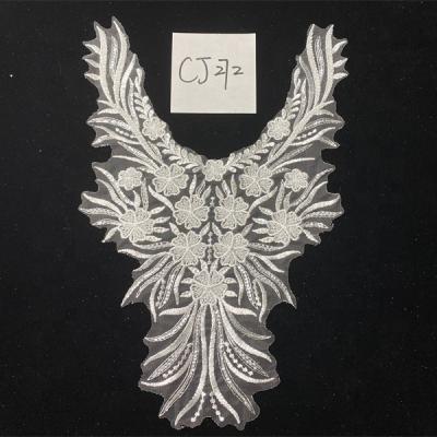 China YSF Viable Wholesale Embroidery Beads Flower Lace Fabric Lace Embroidery Beaded Collar For Wedding Dress for sale
