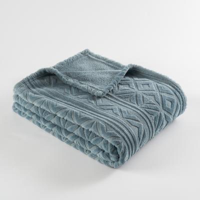 China Coral Fleece Embossed Blanket Wholesale Anti-static Custom Luxury Travel Throw Blankets for sale