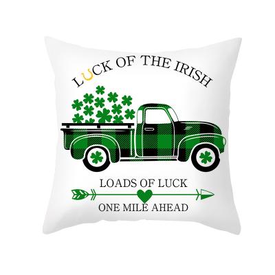 China Clover Sofa Cushion Cover Irish St. Patrick's Day Amazon Anti-Static Combination Cushion Green Plaid Cover for sale