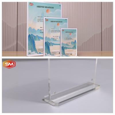 China Double Sided T Shape Acrylic Sign Holder Ads Flyer Display for sale