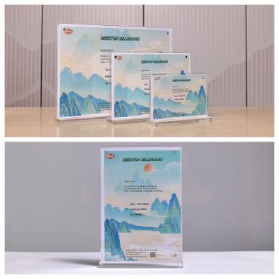 China Customized Size T Shape Double Sided Clear Acrylic Sign Holder for sale