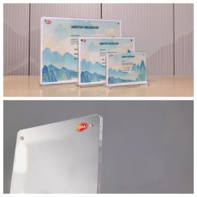 China Advertising Card Tabletop T Shape Acrylic Sign Holder for sale