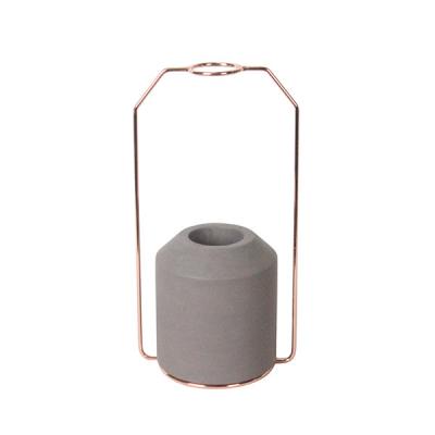 Chine Vase concret à Clyinder de jardin petit gris-clair avec le fil d'électroplaquage d'or à vendre
