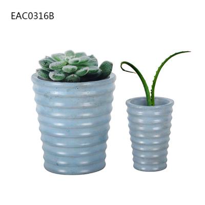 Chine Taille deux décorative de cylindre concret bleu de vase à filet de vis d'égouttoir à vendre