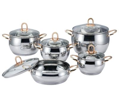 China Sustainable High Quality 10Pcs Classic Stainless Steel Cooking Pot Set Non-Stick Cookware Stainless Steel Cookware Side Handle for sale