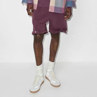 China OEM QUICK DRY Customization French Terry Fabric Men Shorts Snap Buttons On The Edge Cotton Shorts for sale