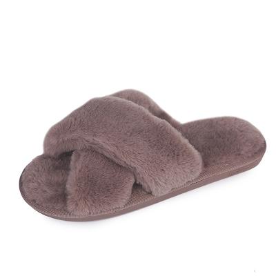 China 2022 Warm Furry Furry Slippers Woman Slippers Female Faux Slippers Bedroom Slippers Women's Cushioning Warm Furry Ladies Slippers for sale