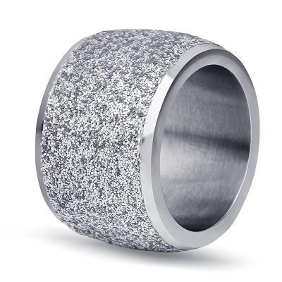 China TRENDY New rose gold 18K gold frosted ladies men's stainless steel ring titanium gold plated ring for sale