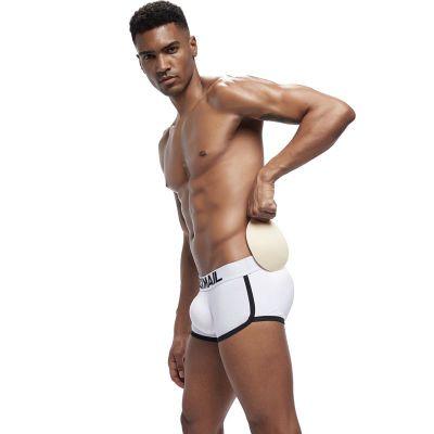China Antibacterial Sexy Buttocks Bump + Back Front Double Removable Lift Up Cup Mens Cotton Underwear Boxer for sale