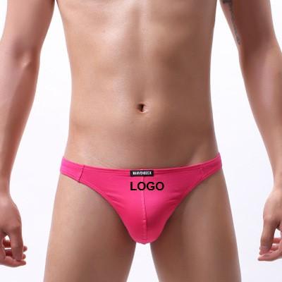 China Sexy Logo Antibacterial Custom Men's Daily Thong Basic Underwear No Exposure T-Back Under Panties for sale