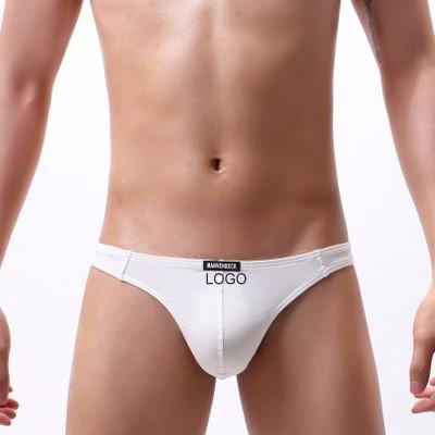 China Custom Cheeky Sexy Men LOGO Pouch Bikini Antibacterial Briefs Thongs Underwear for sale