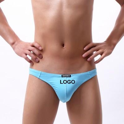 China Antibacterial Custom Logo Mens Sexy Blue Thong Underwear for sale