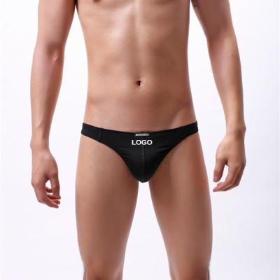 China Cheap Black LOGO Antibacterial Custom Men's Sexy Thong Gay Underwear for sale