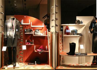 China Wooden Showroom Window Display , Bag / Clothes / Shoe Shop Window Displays for sale